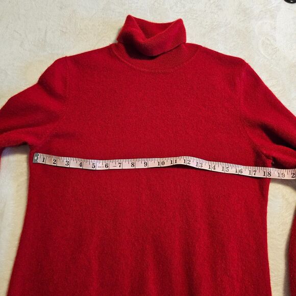 Luxury Red 100% Cashmere Turtleneck Sweater XL 2 Ply Jumper Pullover Cashmere - Picture 2 of 8